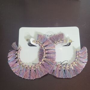 Colorful Fringe Fiesta Hoop Earrings